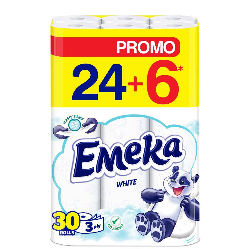 Тоалетна Хартия Емека 24+6бр Бяла