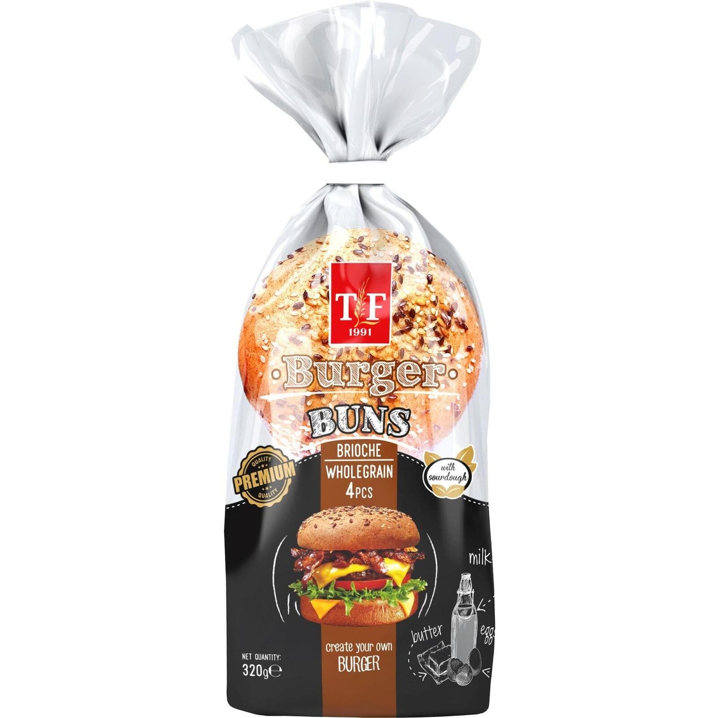 Питки Тимс 320гр бриош Хамбургер Пълнозърнест