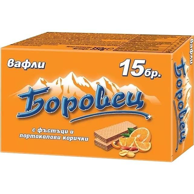Вафли Боровец 350гр 15бр Портокал