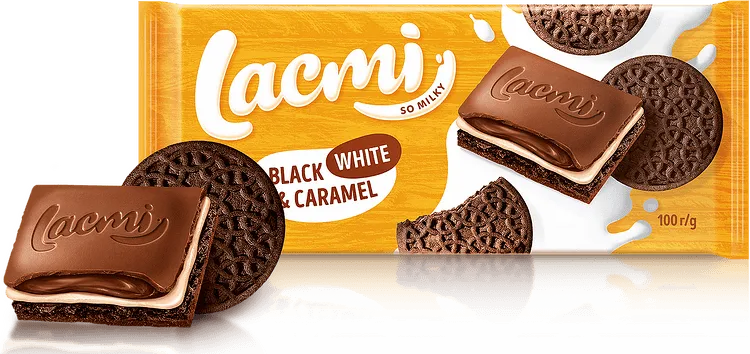 Шоколад Рошен Лакми 100гр Млечен Черно и Бяло Карамел и Бисквита