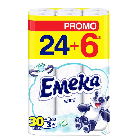 Тоалетна Хартия Емека 24+6бр Бяла