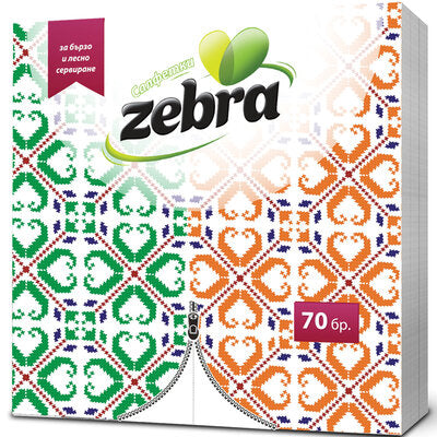 Салфетки Зебра 33/33 70бр Сгънати