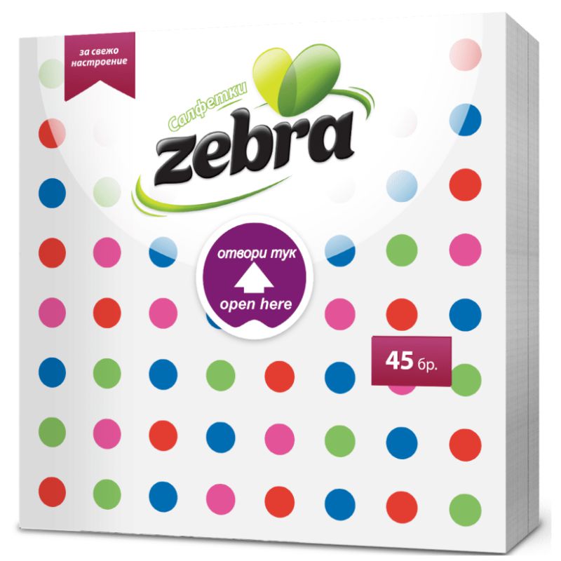 Салфетки Зебра 33Х33 45бр Точки