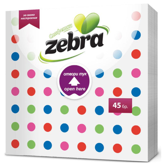 Салфетки Зебра 33Х33 45бр Точки