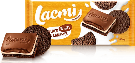 Шоколад Рошен Лакми 100гр Млечен Черно и Бяло Карамел и Бисквита