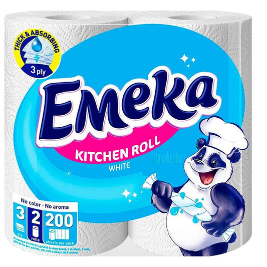 Домакинска Хартия Емека 200 Листа Бяла Кухненска Ролка