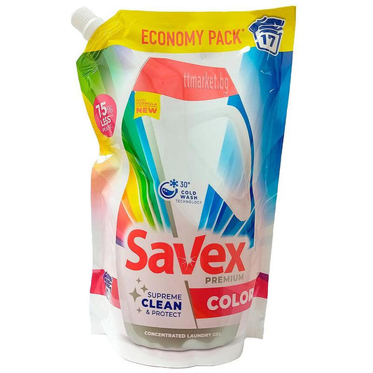 Гел За Пране Савекс 0.765Л 17Пр Плик Premium Color